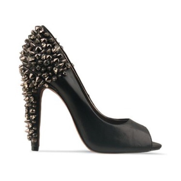 Leather Lorissa spikey heel peep toe pump - Picture 3 of 12